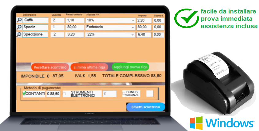 Registratore di cassa virtuale per computer windows